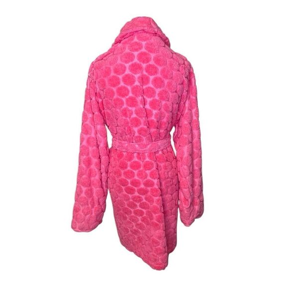 Aegean Short Plush Fuzzy Polkadot Robe Pink OS - Picture 4 of 12